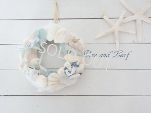 画像1: 【SALE‼】☆シェル（貝がら）のリース〔ブルーオーシャン〕〜結婚祝い・新築祝いなどのプレゼントに〜